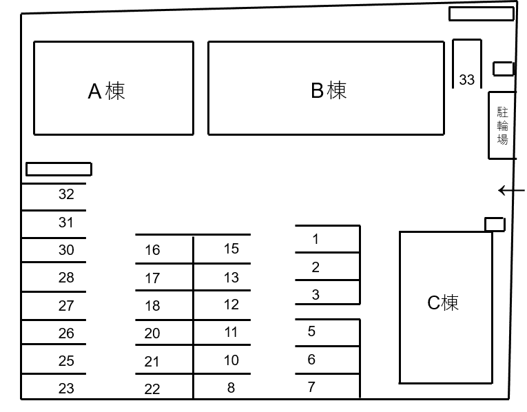 FKサニーフラットＭ駐車場の駐車配置図