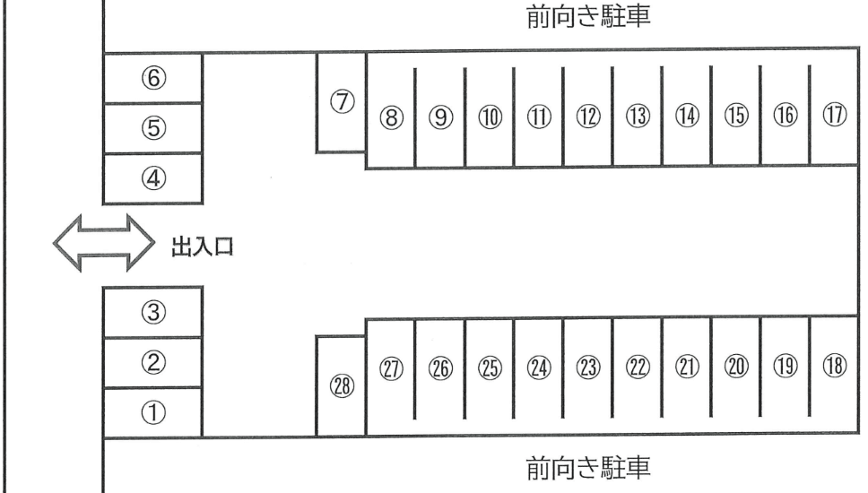 桜美林学園前武川駐車場の駐車配置図