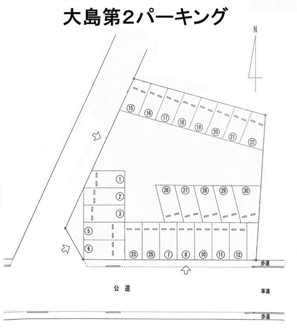 大島第２パーキングの駐車配置図