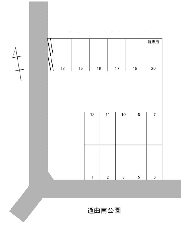 通曲南パーキングの駐車配置図