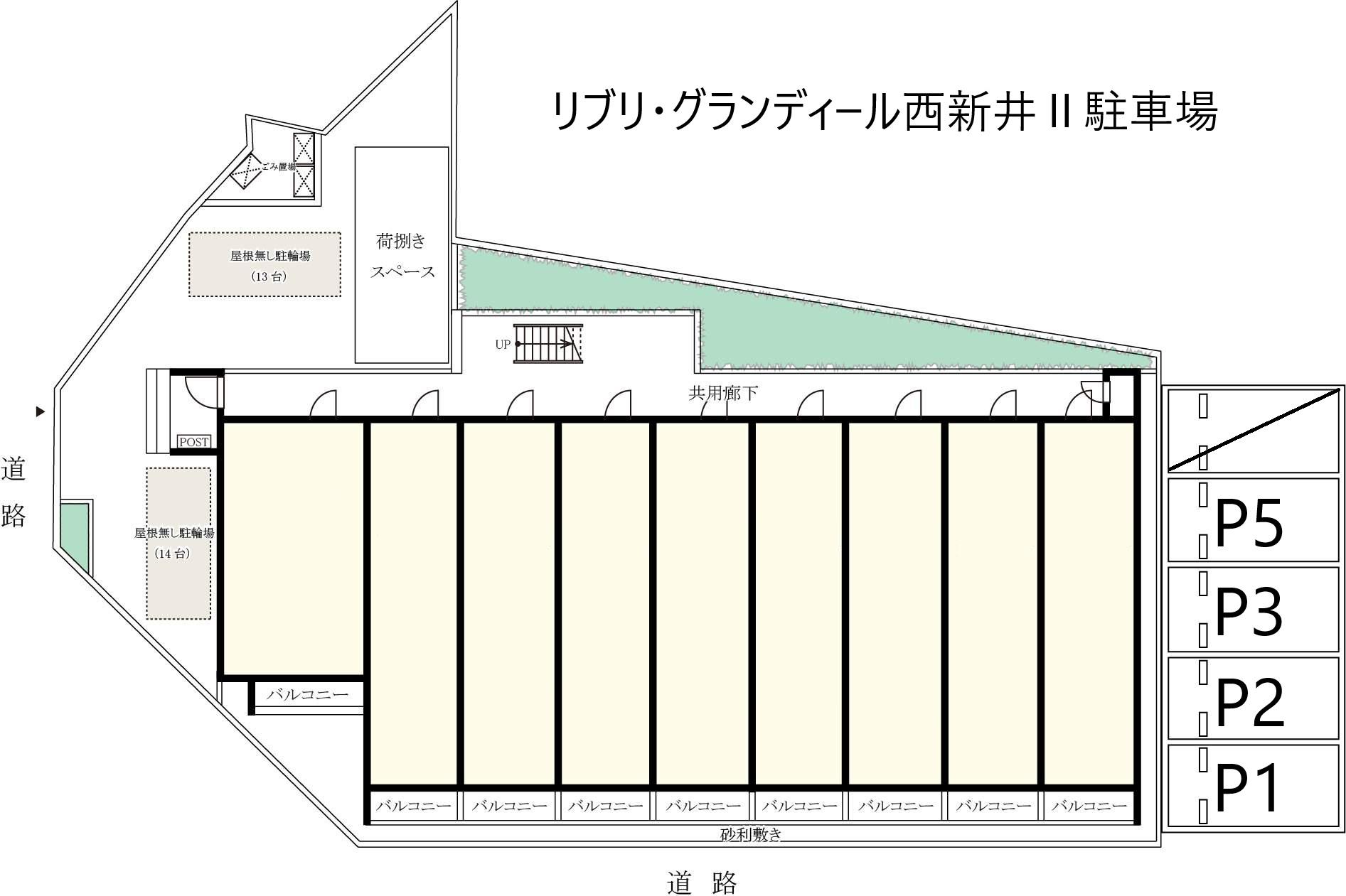リブリ・グランディール西新井Ⅱ駐車場の駐車配置図