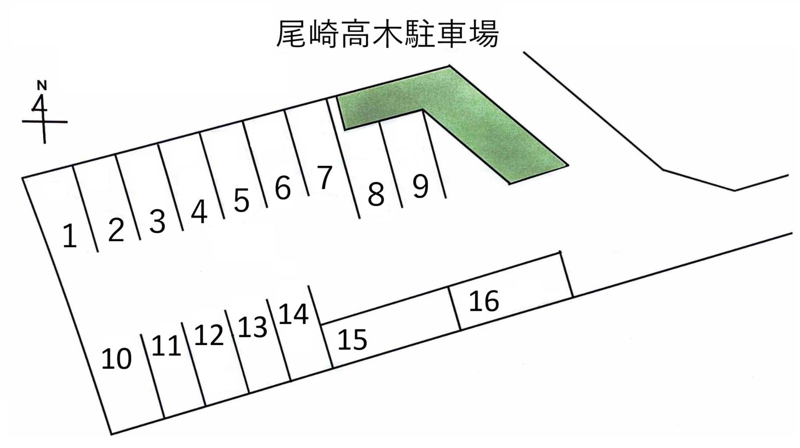 尾崎高木駐車場の駐車配置図