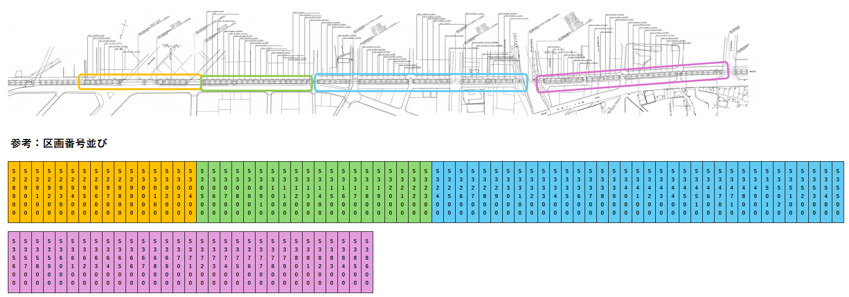 高架下42(5291-5386)の駐車配置図