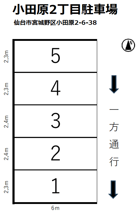 小田原2丁目駐車場の駐車配置図