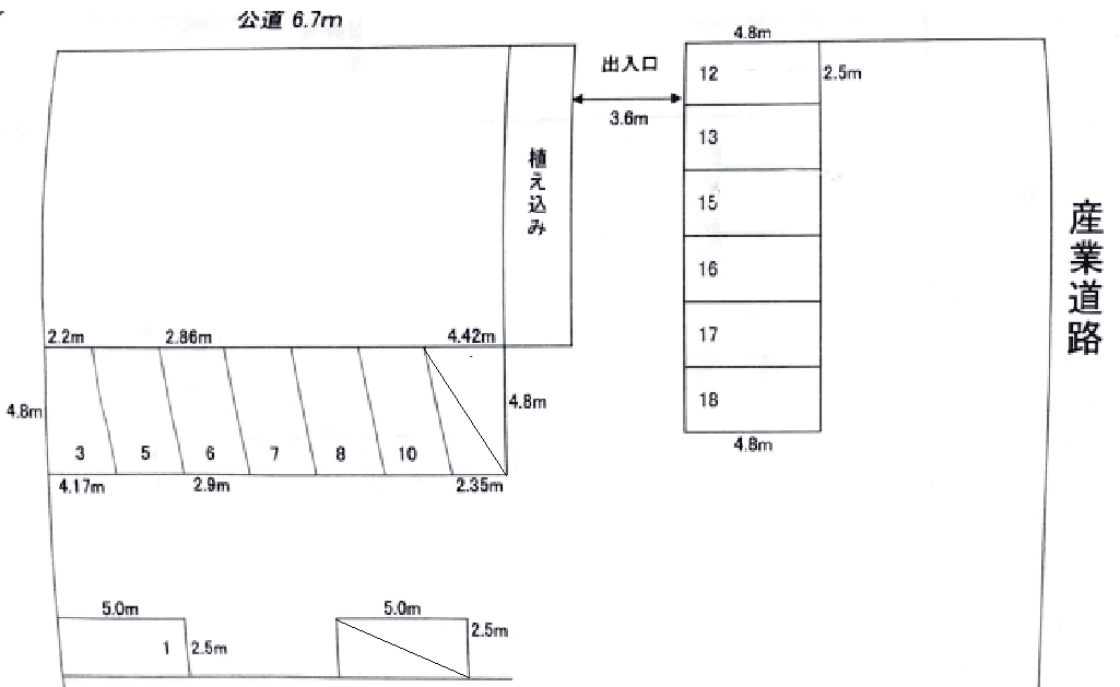 四谷上町66駐車場の駐車配置図