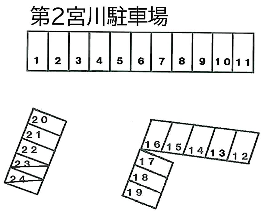 第2宮川駐車場の駐車配置図