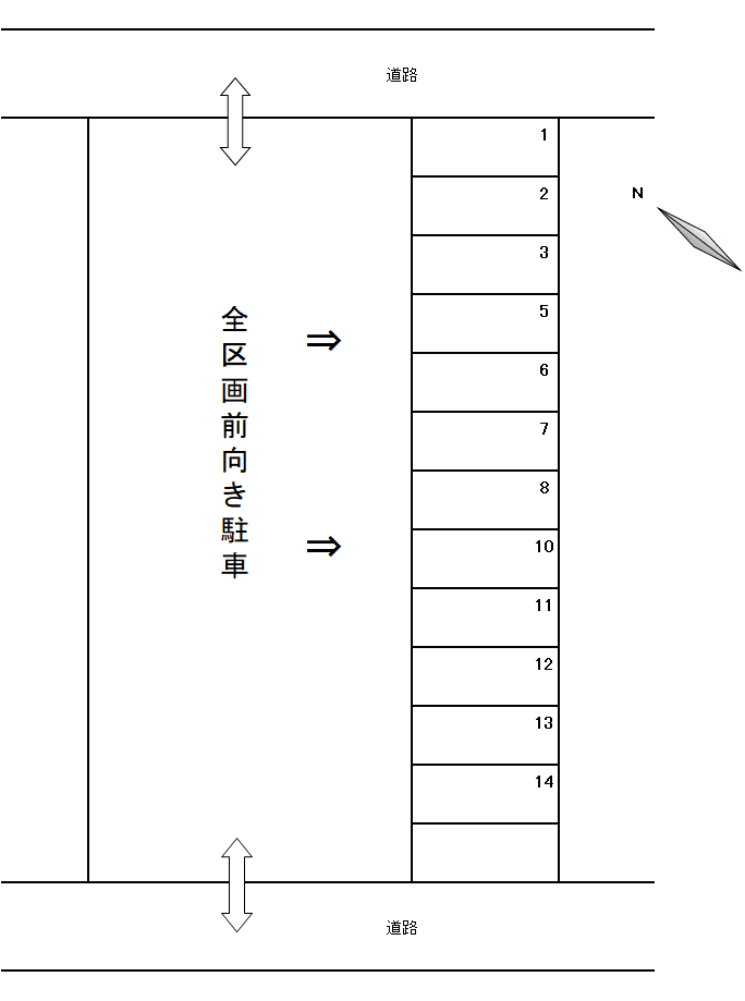 新開町パーキングⅢの駐車配置図