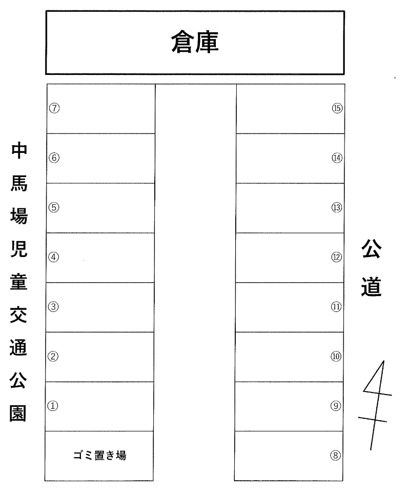 大山駐車場の駐車配置図