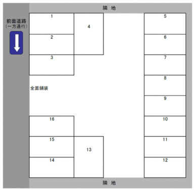 若林町　ＫＷ９　月極駐車場の駐車配置図