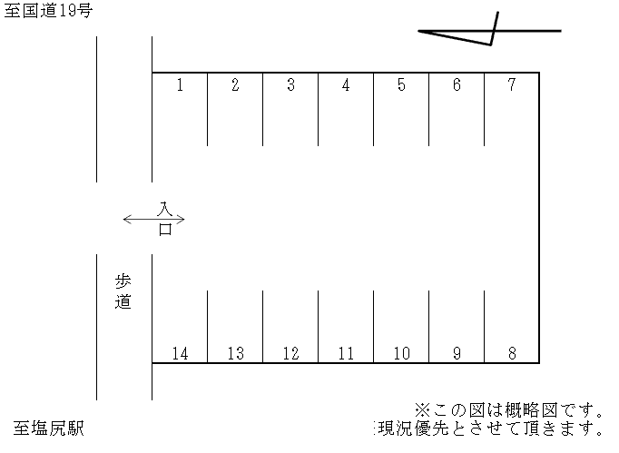 大門六番町倉沢駐車場の駐車配置図