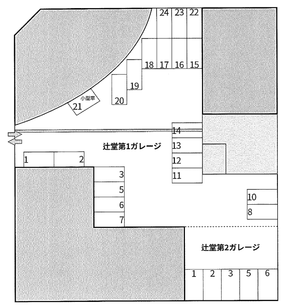 ガレージ辻堂第一の駐車配置図