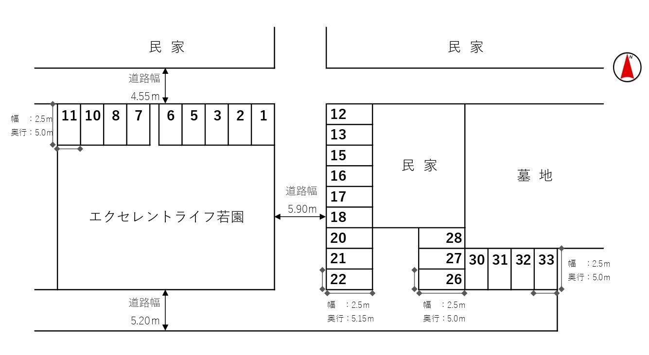 エクセレントライフ若園モータープールの駐車配置図
