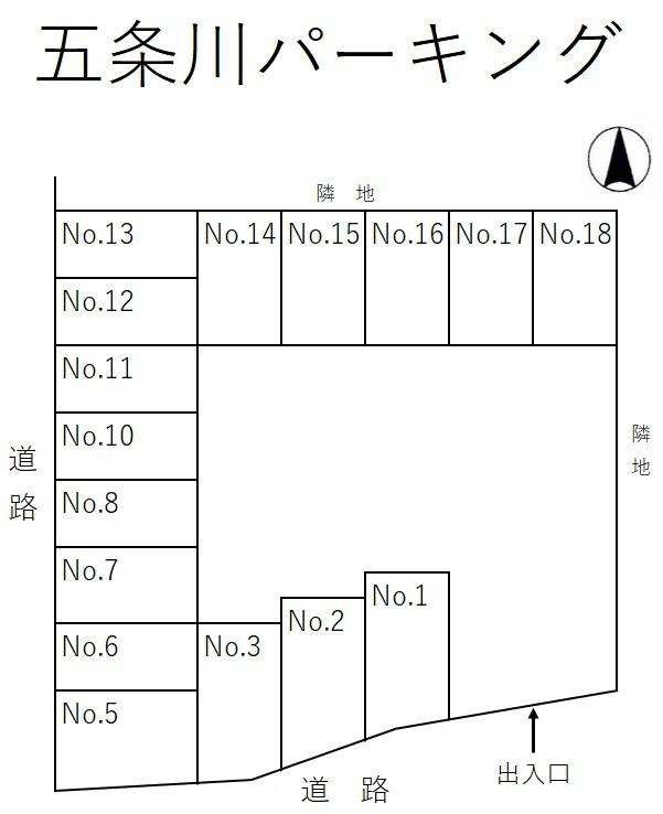 五条川パーキングの駐車配置図