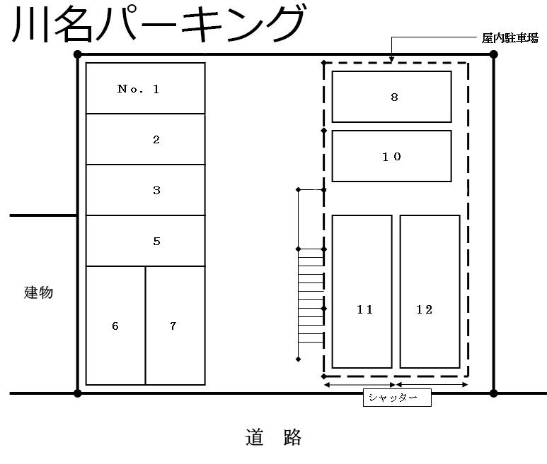 川名パーキングの駐車配置図