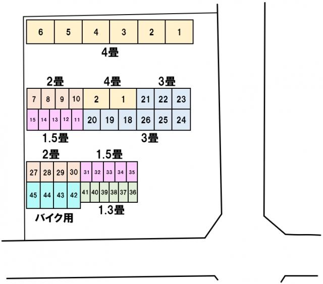 バイクガレージ小島町一丁目の駐車配置図