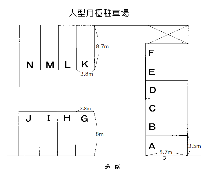 大型月極駐車場の駐車配置図