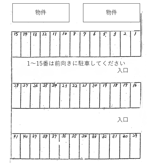 茗荷屋駐車場の駐車配置図