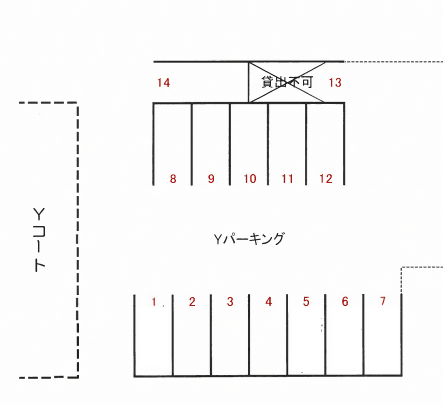 Yパーキングの駐車配置図