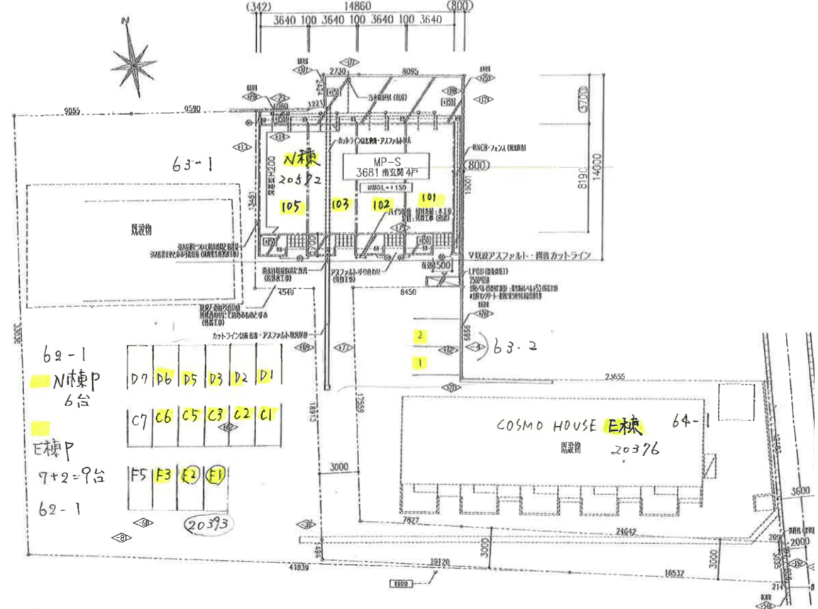 ＣＯＳＭＯ ＨＯＵＳＥ Ｎの駐車配置図