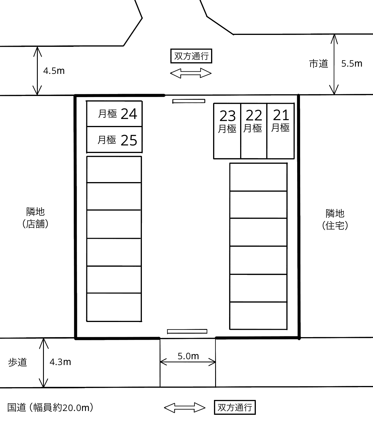 土橋駅北の駐車配置図