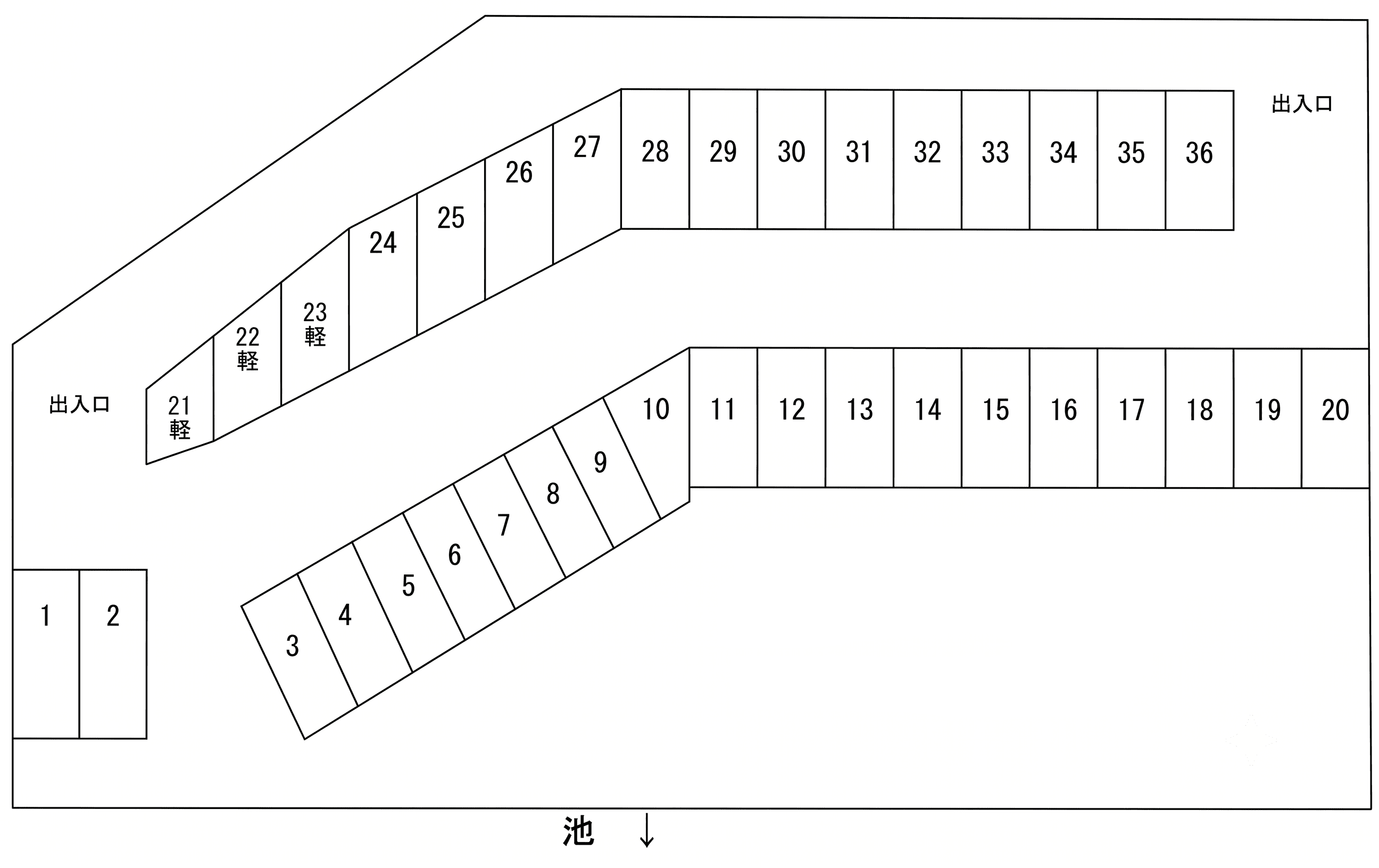 田熊水利組合第２有料駐車場の駐車配置図