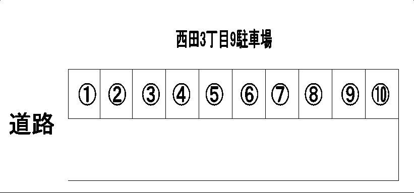 西田3丁目9駐車場の駐車配置図