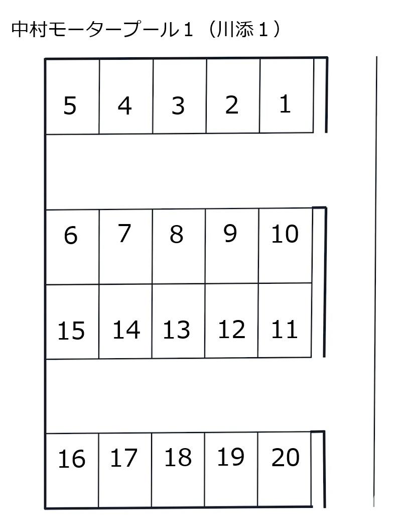 中村モータープールNo.1（川添）の駐車配置図