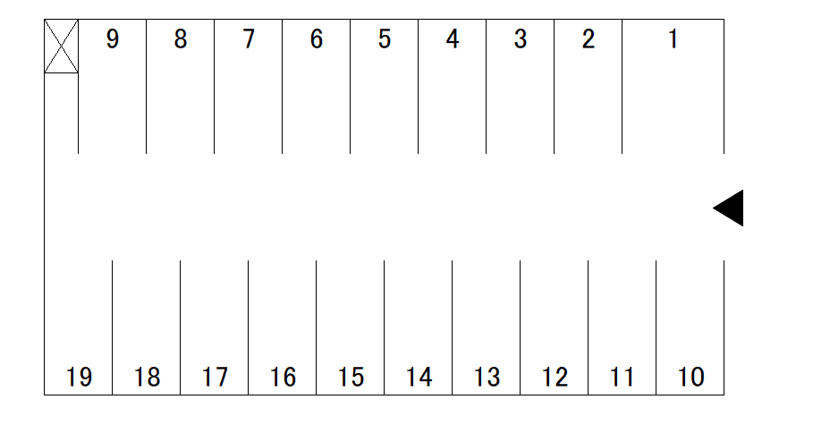 西城北パーキングの駐車配置図