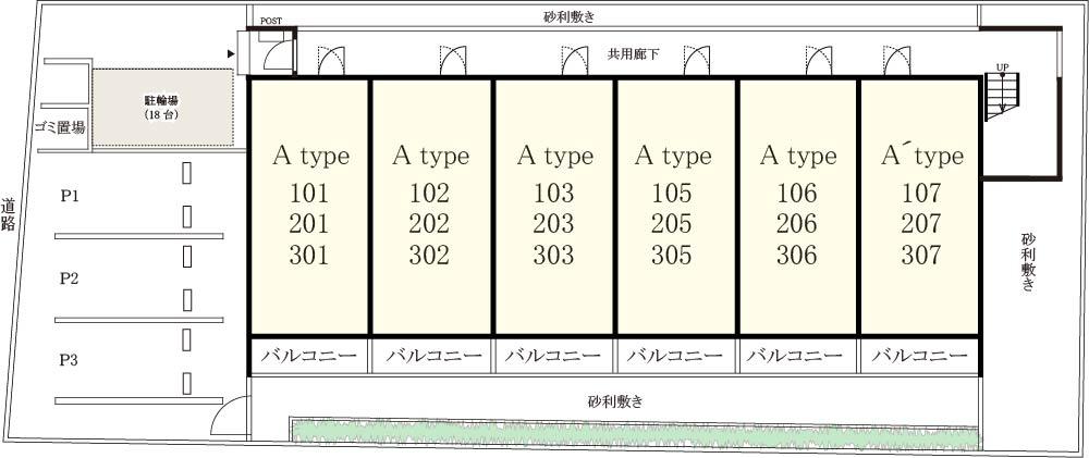 リブリ・グレンヌ駐車場の駐車配置図