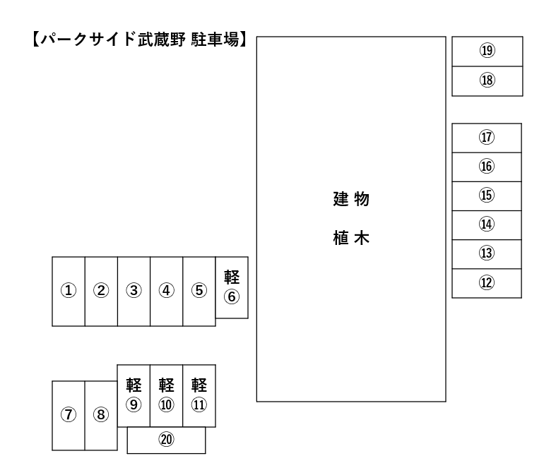 パークサイド武蔵野の駐車配置図