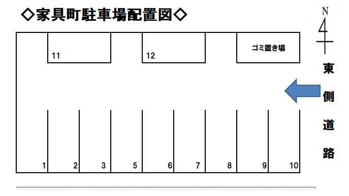 家具町駐車場の駐車配置図