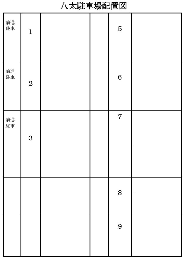 八太駐車場の駐車配置図