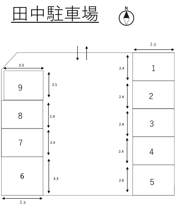 田中駐車場の駐車配置図