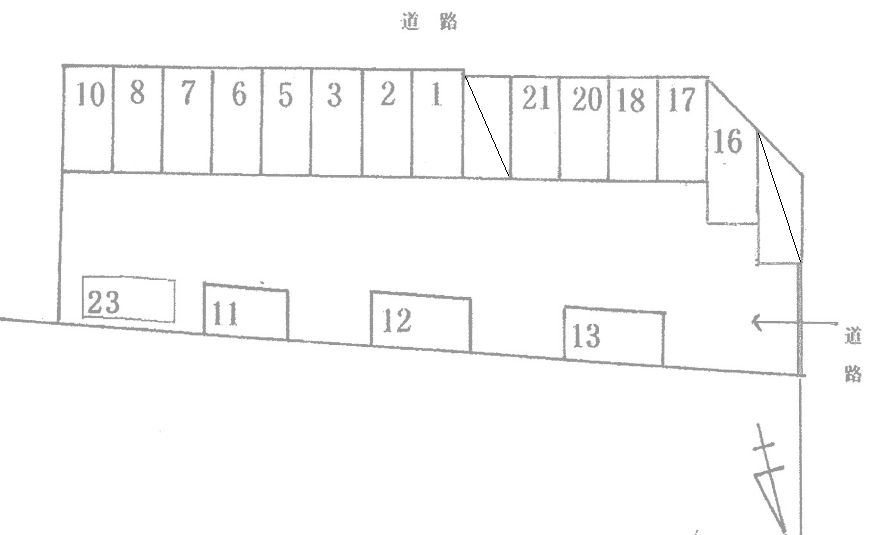 諏訪森海部ガレージの駐車配置図