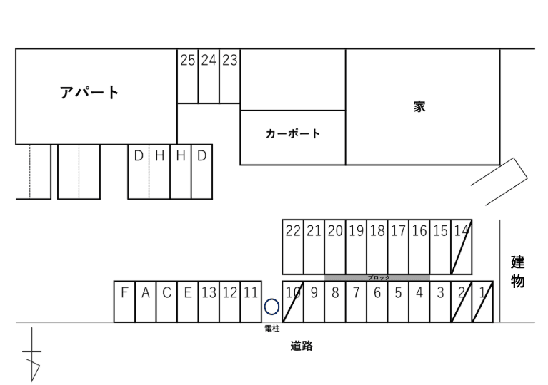 ルーム・アポロン駐車場の駐車配置図
