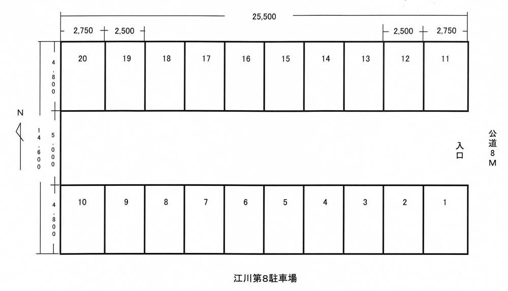 江川第８駐車場の駐車配置図