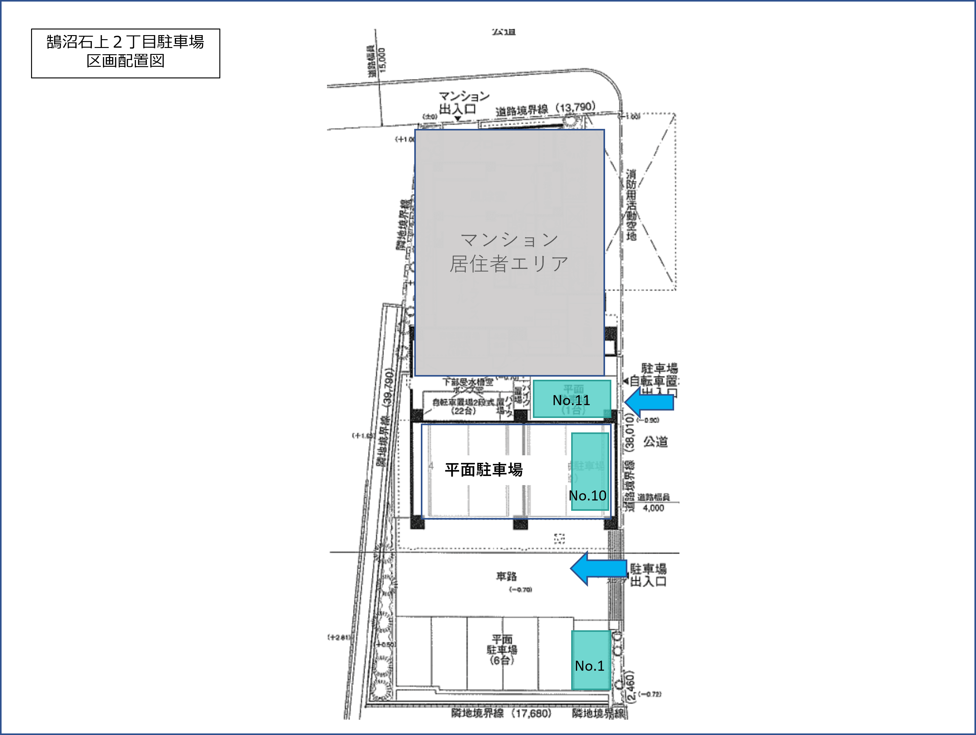 鵠沼石上２丁目駐車場の駐車配置図