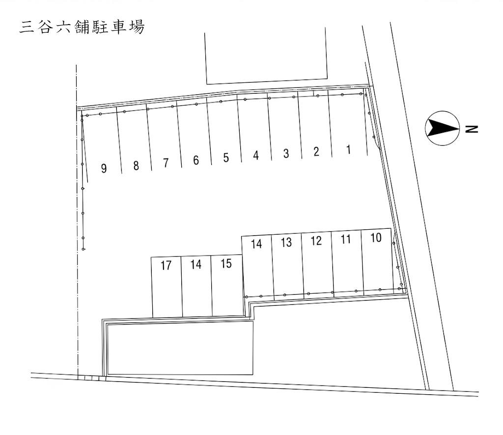 三谷六舗駐車場の駐車配置図