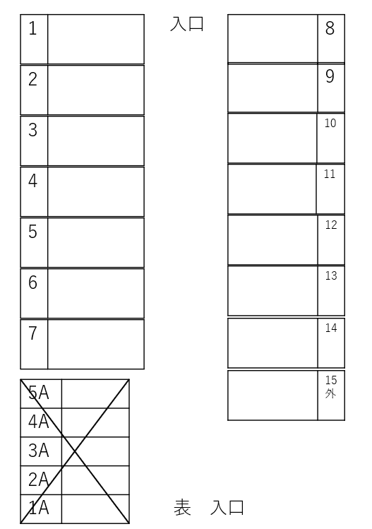 高丘北1丁目駐車場の駐車配置図