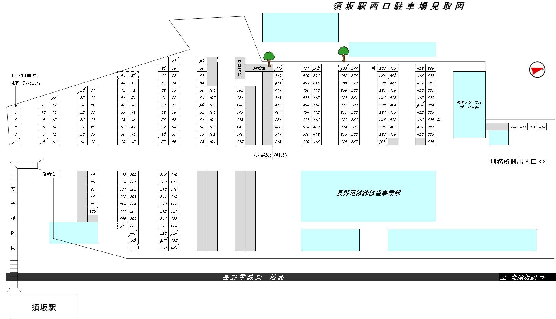 須坂駅西口駐車場の駐車配置図