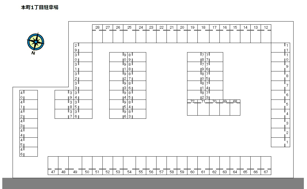 本町1丁目駐車場の駐車配置図