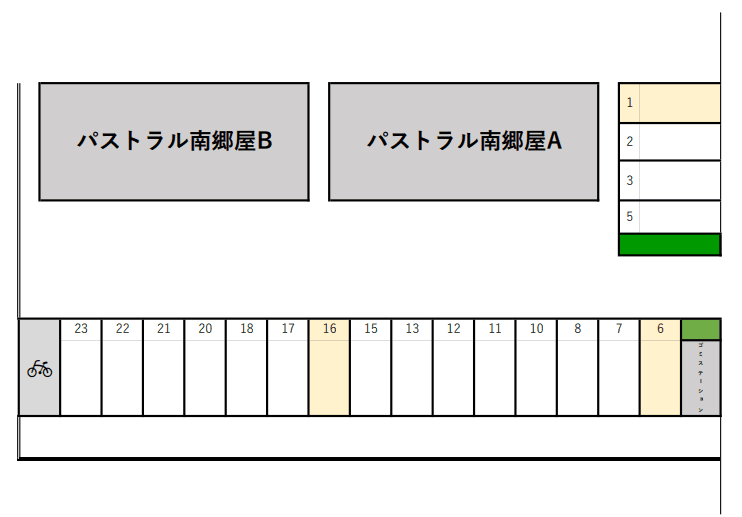 パストラル南郷屋A・B駐車場の駐車配置図