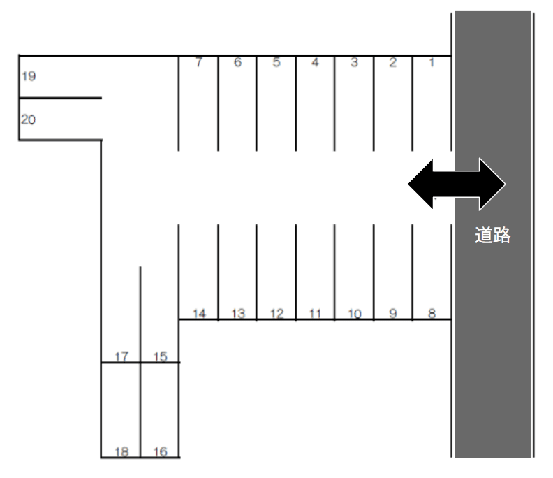 矢作中道駐車場の駐車配置図