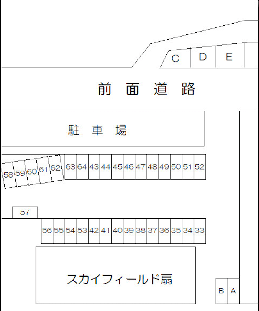 スカイフィールド扇駐車場の駐車配置図