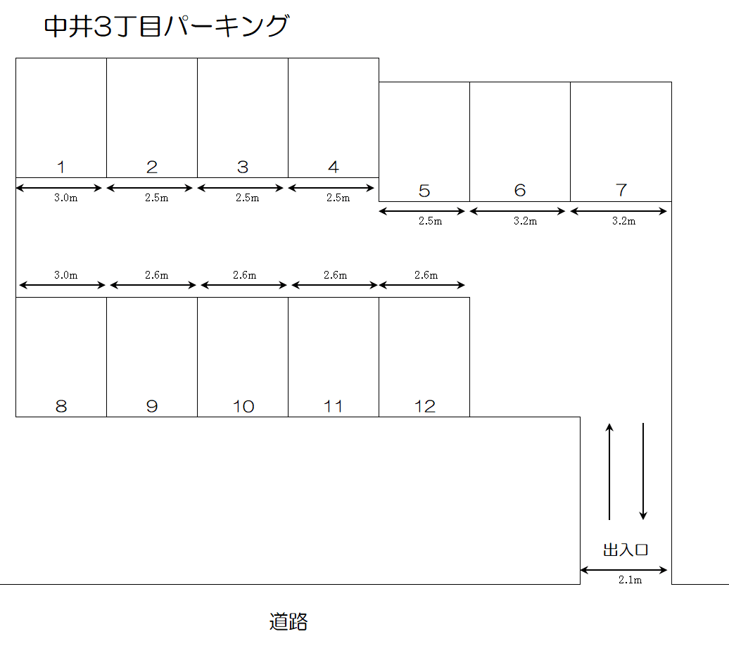 中井３丁目パーキングの駐車配置図
