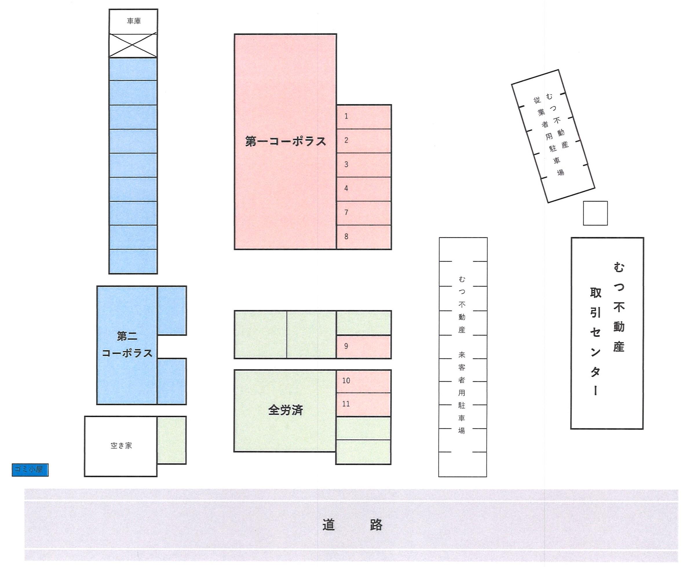 新町第二駐車場の駐車配置図