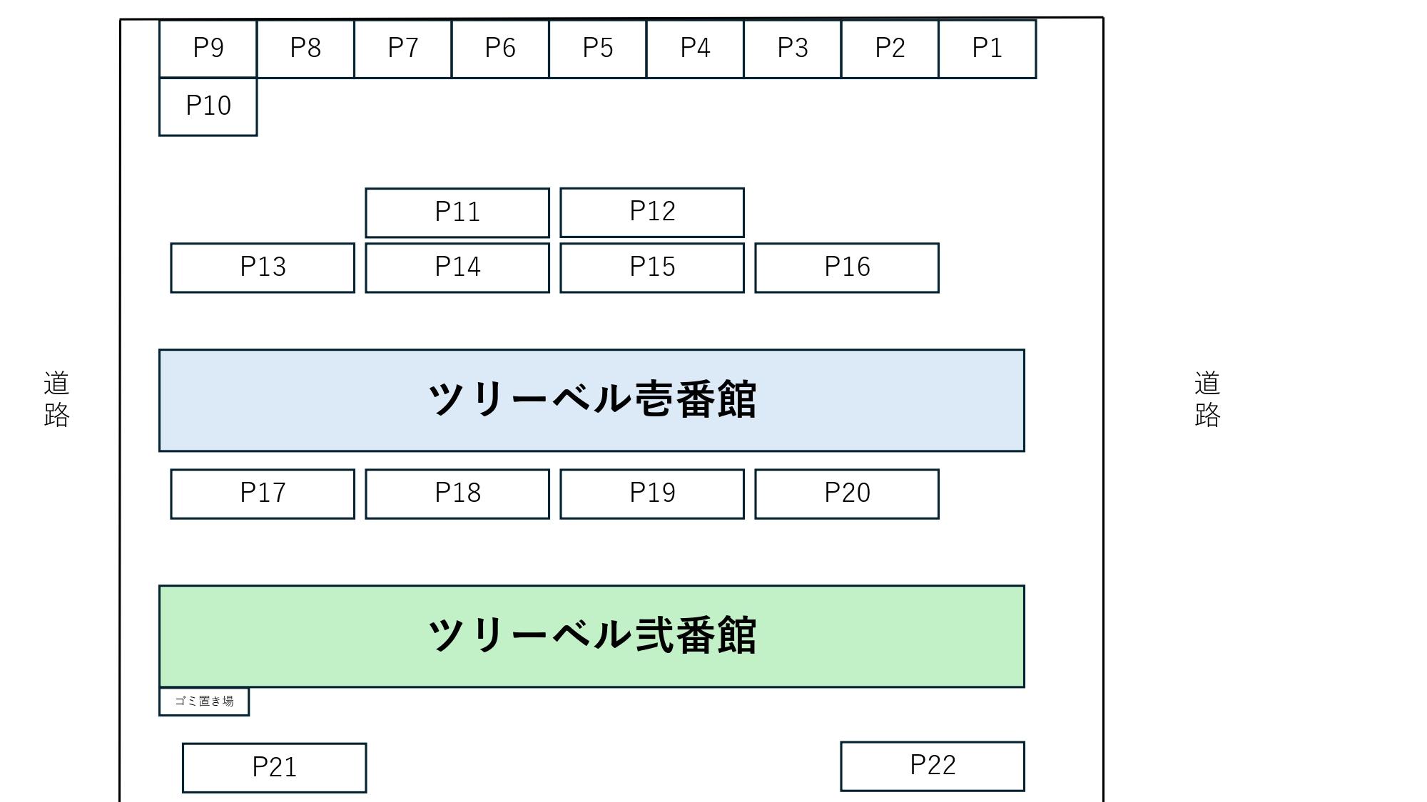 ツリーベル壱番館・弐番館の駐車配置図