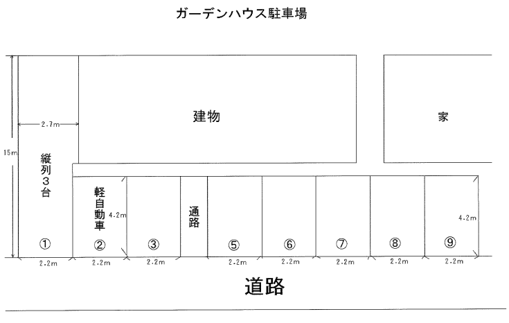 ガーデンハウス駐車場の駐車配置図
