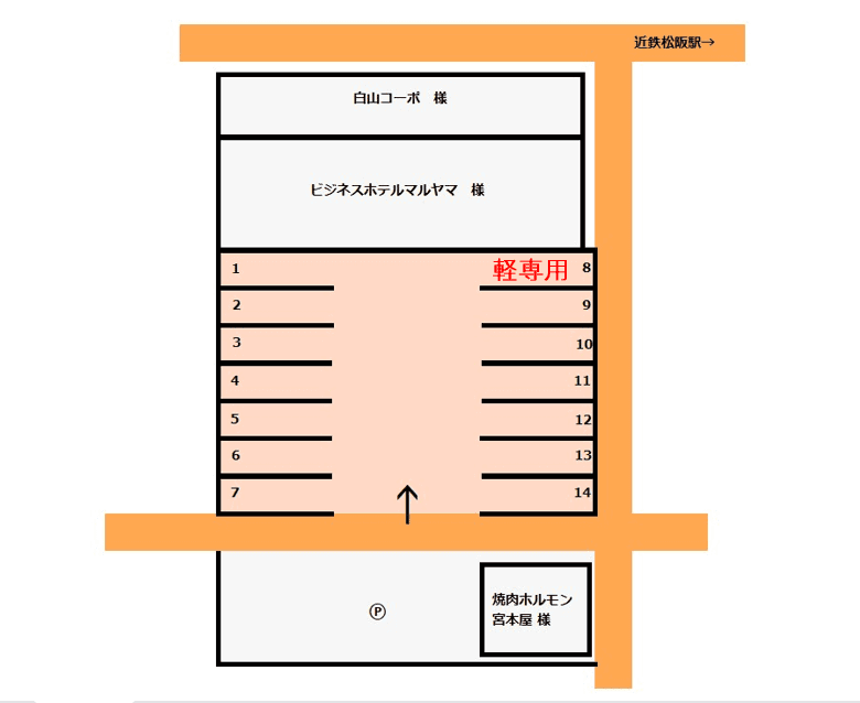 中峰駐車場の駐車配置図