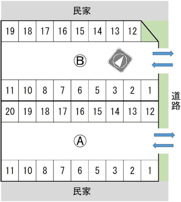 滝の水シティコーポ前駐車場Bの駐車配置図